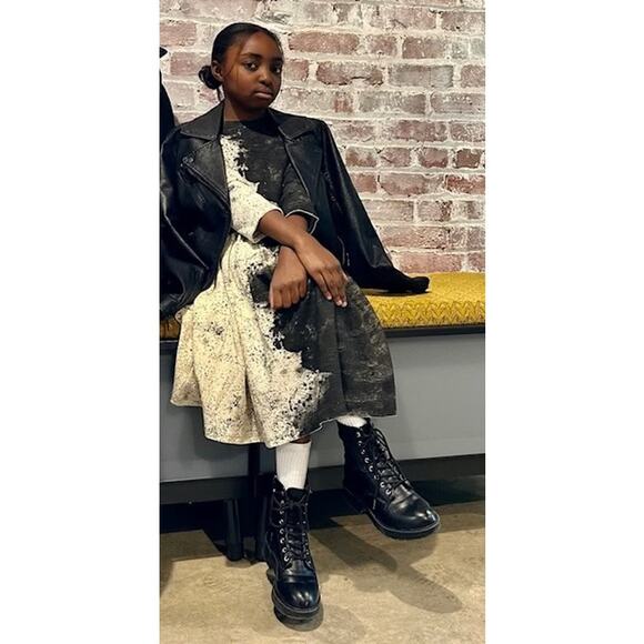 LITTLE CREATIVE FACTORY Scribble Long Dress 100% Organic Cotton Dress Girl 8 Yr. - Picture 3 of 10